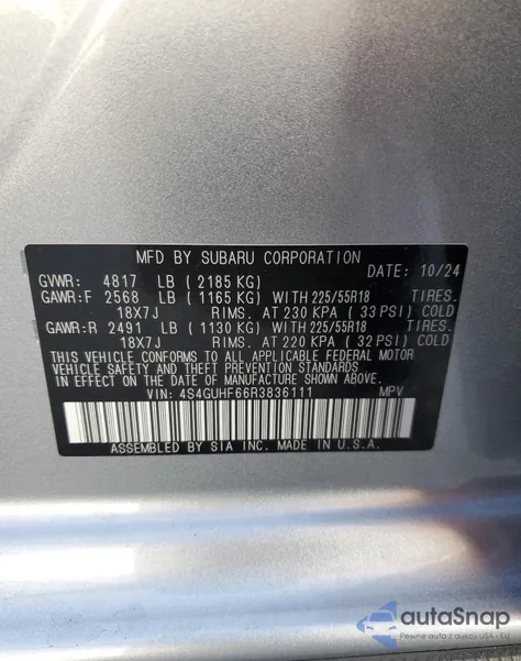 2024 Subaru Crosstrek Sport from USA, damaged, VIN 4S4GUHF66R3836111